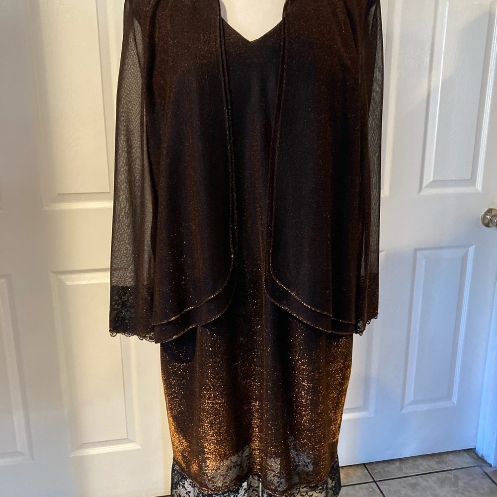 Patra Brown and Orange Midi Dress - Picture 2 of 10